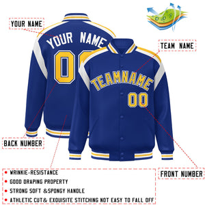 Custom Royal Varsity Full-Snap Color Block Letterman Jacket