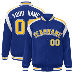 Custom Royal Varsity Full-Snap Color Block Letterman Jacket