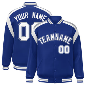 Custom Royal Varsity Full-Snap Color Block Letterman Jacket