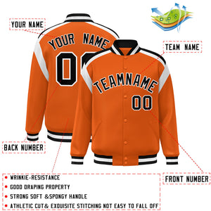 Custom Orange Varsity Full-Snap Color Block Letterman Jacket