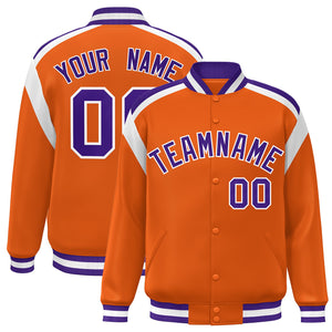 Custom Orange Varsity Full-Snap Color Block Letterman Jacket