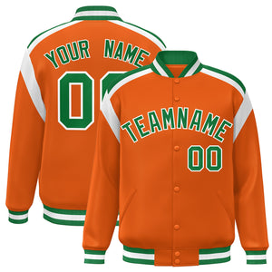 Custom Orange Varsity Full-Snap Color Block Letterman Jacket