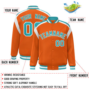 Custom Orange Varsity Full-Snap Color Block Letterman Jacket