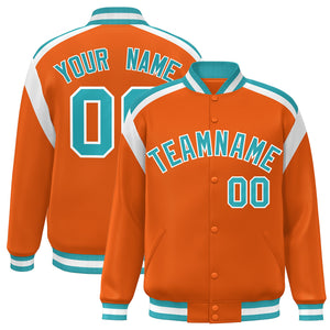 Custom Orange Varsity Full-Snap Color Block Letterman Jacket