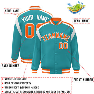 Custom Aqua Varsity Full-Snap Color Block Letterman Jacket