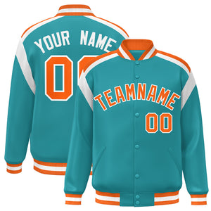 Custom Aqua Varsity Full-Snap Color Block Letterman Jacket