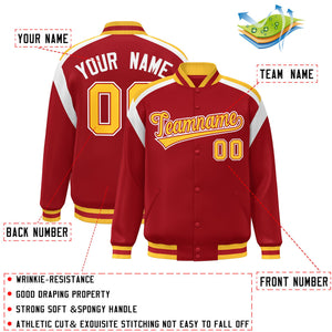 Custom Red Varsity Full-Snap Color Block Letterman Jacket