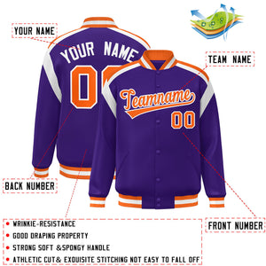 Custom Purple Varsity Full-Snap Color Block Letterman Jacket