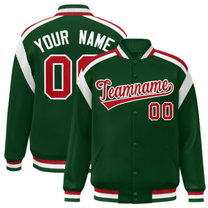 Custom Green Varsity Full-Snap Color Block Letterman Jacket