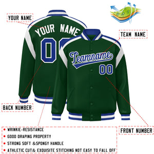 Custom Green Varsity Full-Snap Color Block Letterman Jacket