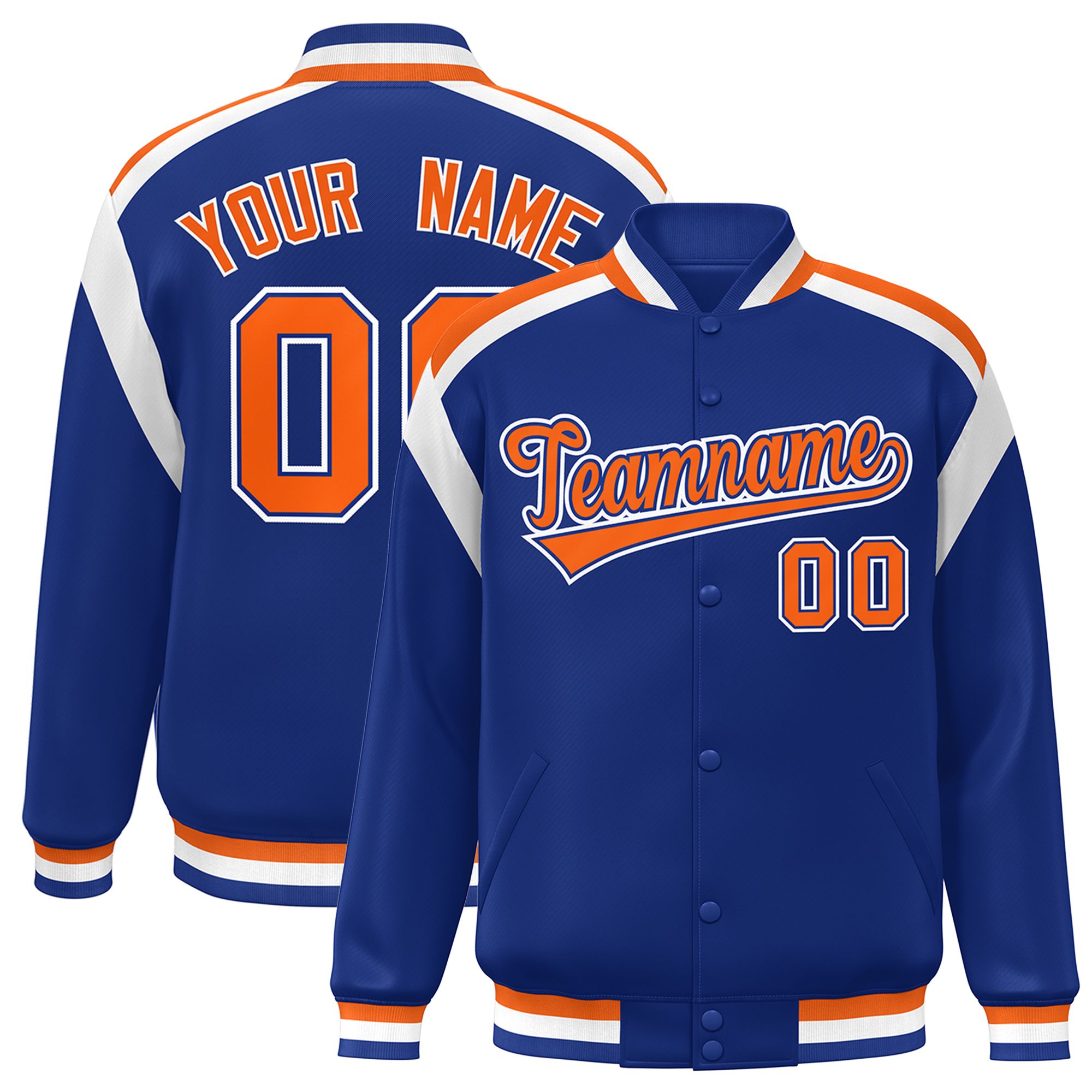 Custom Royal Varsity Full-Snap Color Block Letterman Jacket