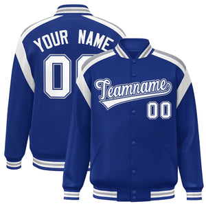 Custom Royal Varsity Full-Snap Color Block Letterman Jacket