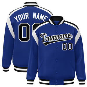 Custom Royal Varsity Full-Snap Color Block Letterman Jacket