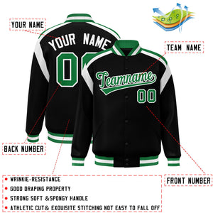 Custom Black Varsity Full-Snap Color Block Letterman Jacket