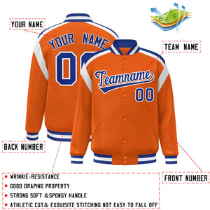 Custom Orange Varsity Full-Snap Color Block Letterman Jacket