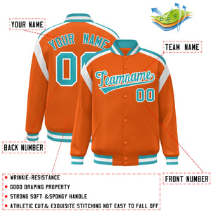 Custom Orange Varsity Full-Snap Color Block Letterman Jacket