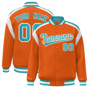 Custom Orange Varsity Full-Snap Color Block Letterman Jacket