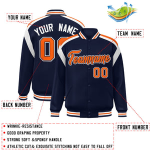 Custom Navy Varsity Full-Snap Color Block Letterman Jacket