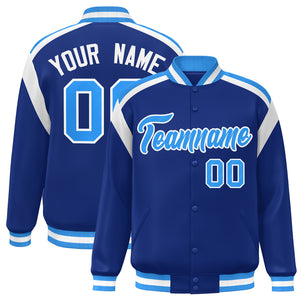 Custom Royal Varsity Full-Snap Color Block Letterman Jacket