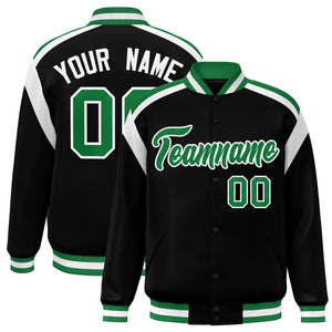 Custom Black Varsity Full-Snap Color Block Letterman Jacket