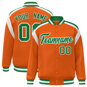 Custom Orange Varsity Full-Snap Color Block Letterman Jacket