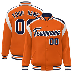 Custom Orange Varsity Full-Snap Color Block Letterman Jacket