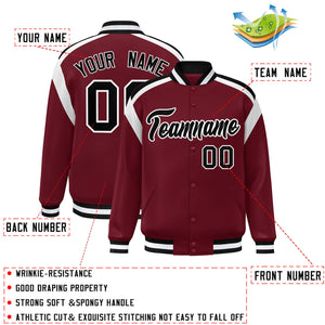 Custom Crimson Varsity Full-Snap Color Block Letterman Jacket