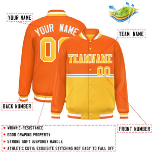 Custom Orange Gold Varsity Full-Snap Color Block Letterman Jacket