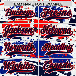 Custom Navy Varsity Full-Snap Graffiti Pattern Letterman Baseball Jacket