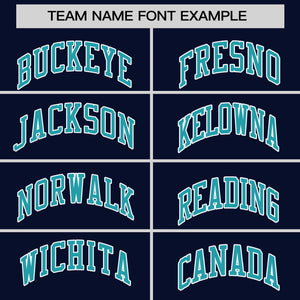 Custom Navy Aqua Varsity Full-Snap Color Block Personalized Raglan Sleeves Letterman Jacket