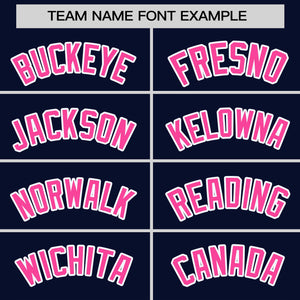 Custom Navy Pink Varsity Full-Snap Color Block Personalized Raglan Sleeves Letterman Jacket