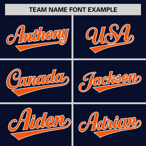 Custom Navy Orange Varsity Full-Snap Color Block Personalized Raglan Sleeves Letterman Jacket