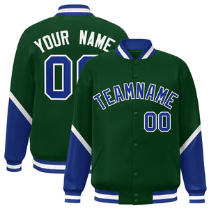 Custom Green Royal Varsity Full-Snap Color Block Letterman Baseball Jacket