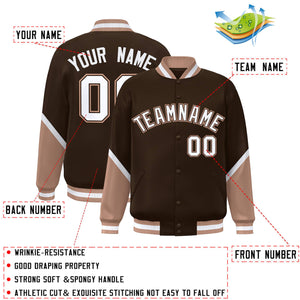 Custom Brown Tea Brown Varsity Full-Snap Color Block Letterman Baseball Jacket