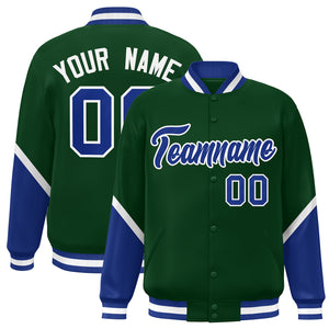 Custom Green Royal Varsity Full-Snap Color Block Letterman Baseball Jacket