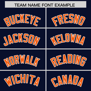 Custom Navy Orange K-Ribbon Raglan Sleeves Varsity Full-Snap Color Block Letterman Jacket