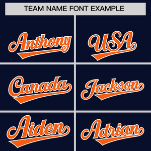 Custom Navy Orange K-Ribbon Raglan Sleeves Varsity Full-Snap Color Block Letterman Jacket