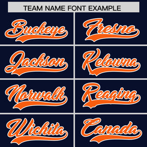 Custom Navy Orange K-Ribbon Raglan Sleeves Varsity Full-Snap Color Block Letterman Jacket