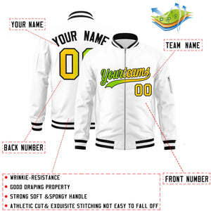 Custom White  Full-Zip Gradient Fashion Letterman Bomber Jacket