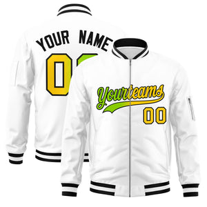 Custom White  Full-Zip Gradient Fashion Letterman Bomber Jacket