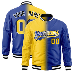 Custom Gold Royal Full-Zip Gradient Fashion Letterman Bomber Jacket