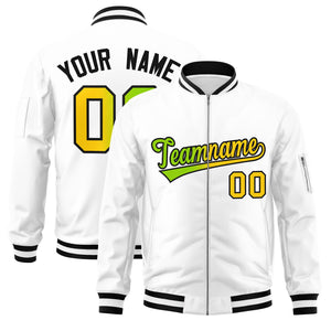 Custom White  Full-Zip Gradient Fashion Letterman Bomber Jacket