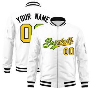 Custom White  Full-Zip Gradient Fashion Letterman Bomber Jacket