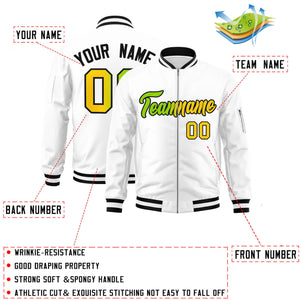 Custom White  Full-Zip Gradient Fashion Letterman Bomber Jacket