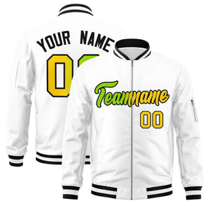 Custom White  Full-Zip Gradient Fashion Letterman Bomber Jacket