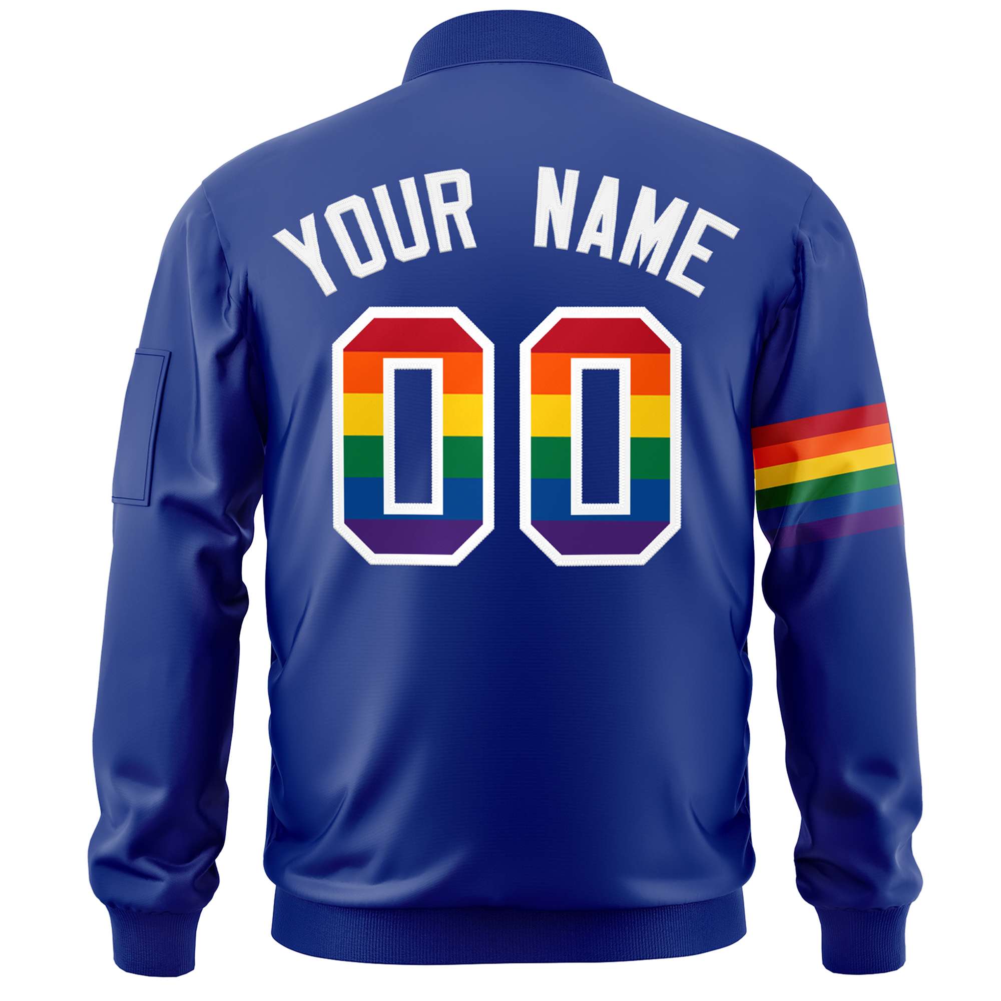 Custom Royal LGBT Rainbow For Pride Month Classic Style Letterman Bomber Jacket