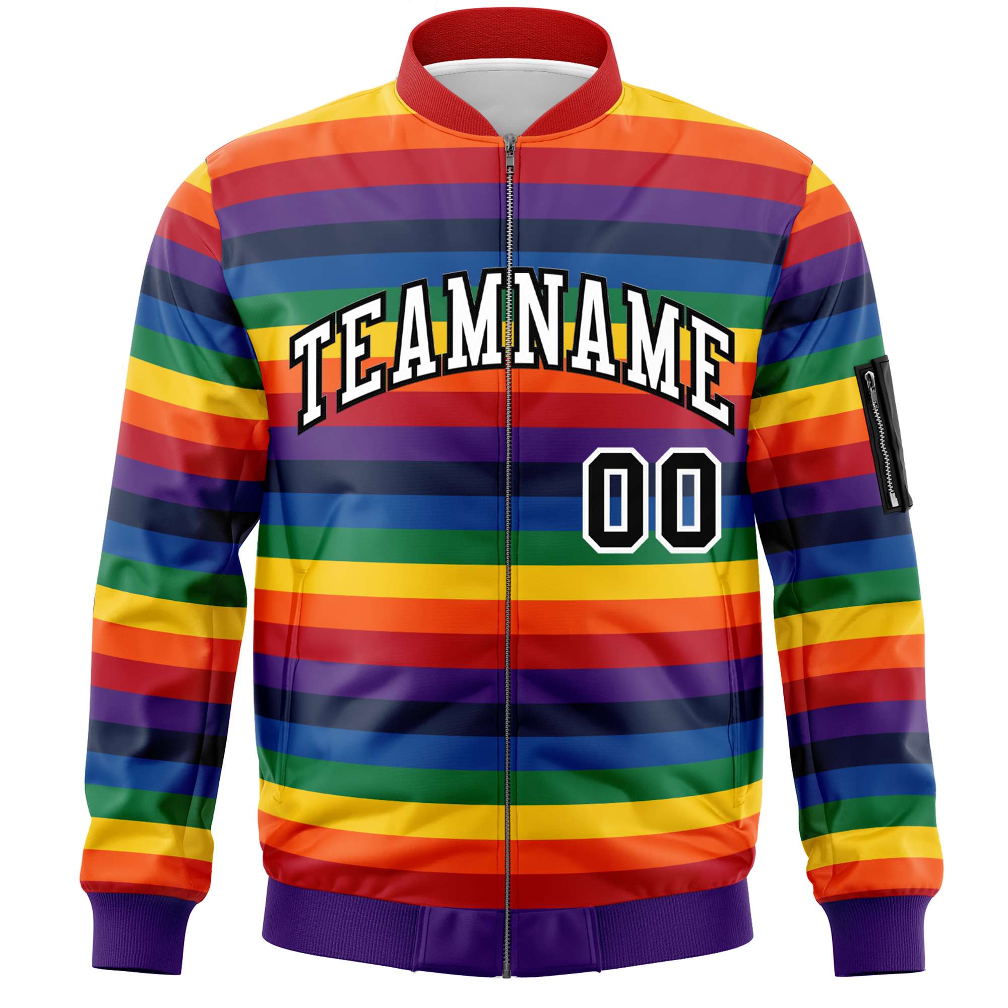 Custom LGBT Rainbow For Pride Month Full-Snap Color Block Letterman Bomber Jacket