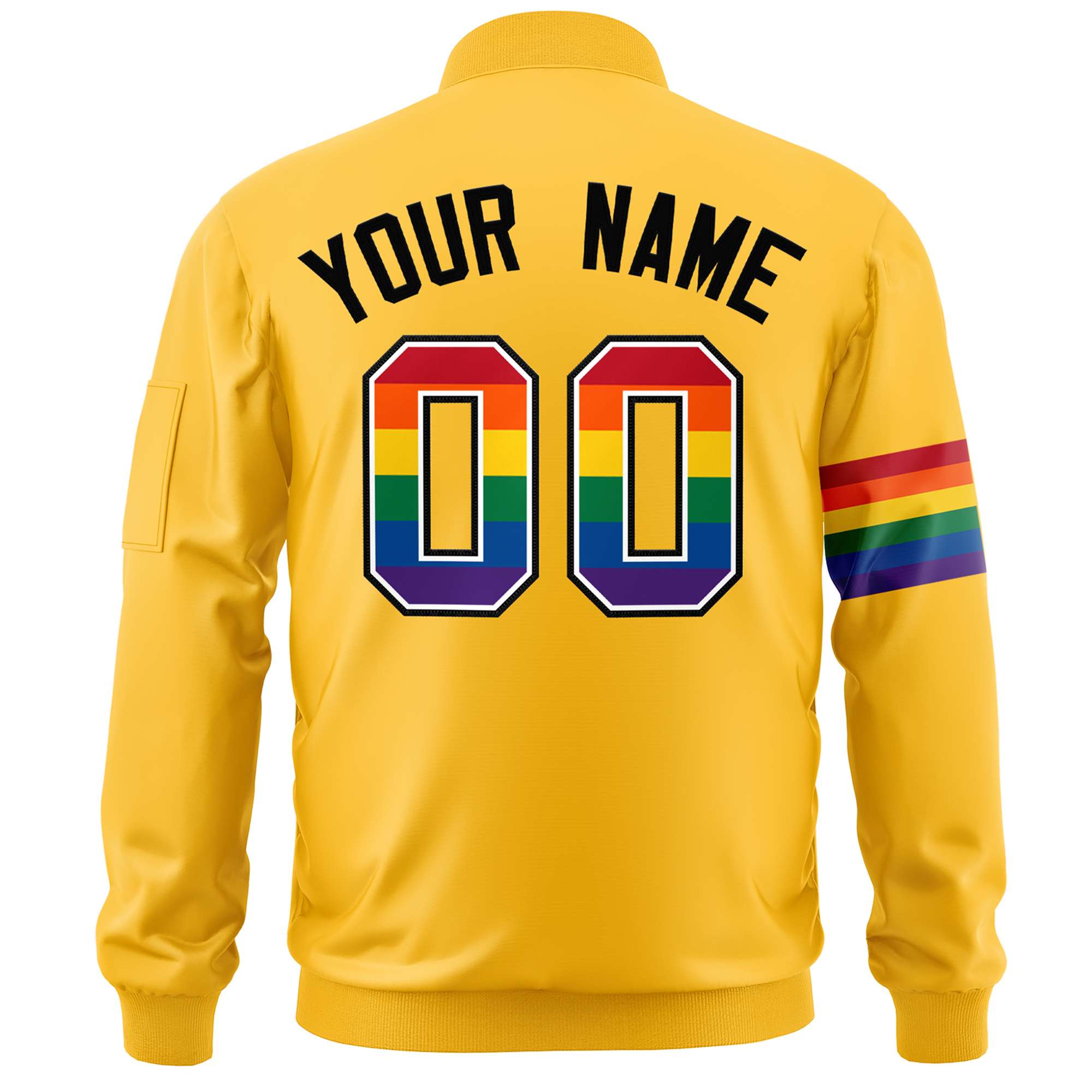 Custom Gold LGBT Rainbow For Pride Month Classic Style Letterman Bomber Jacket