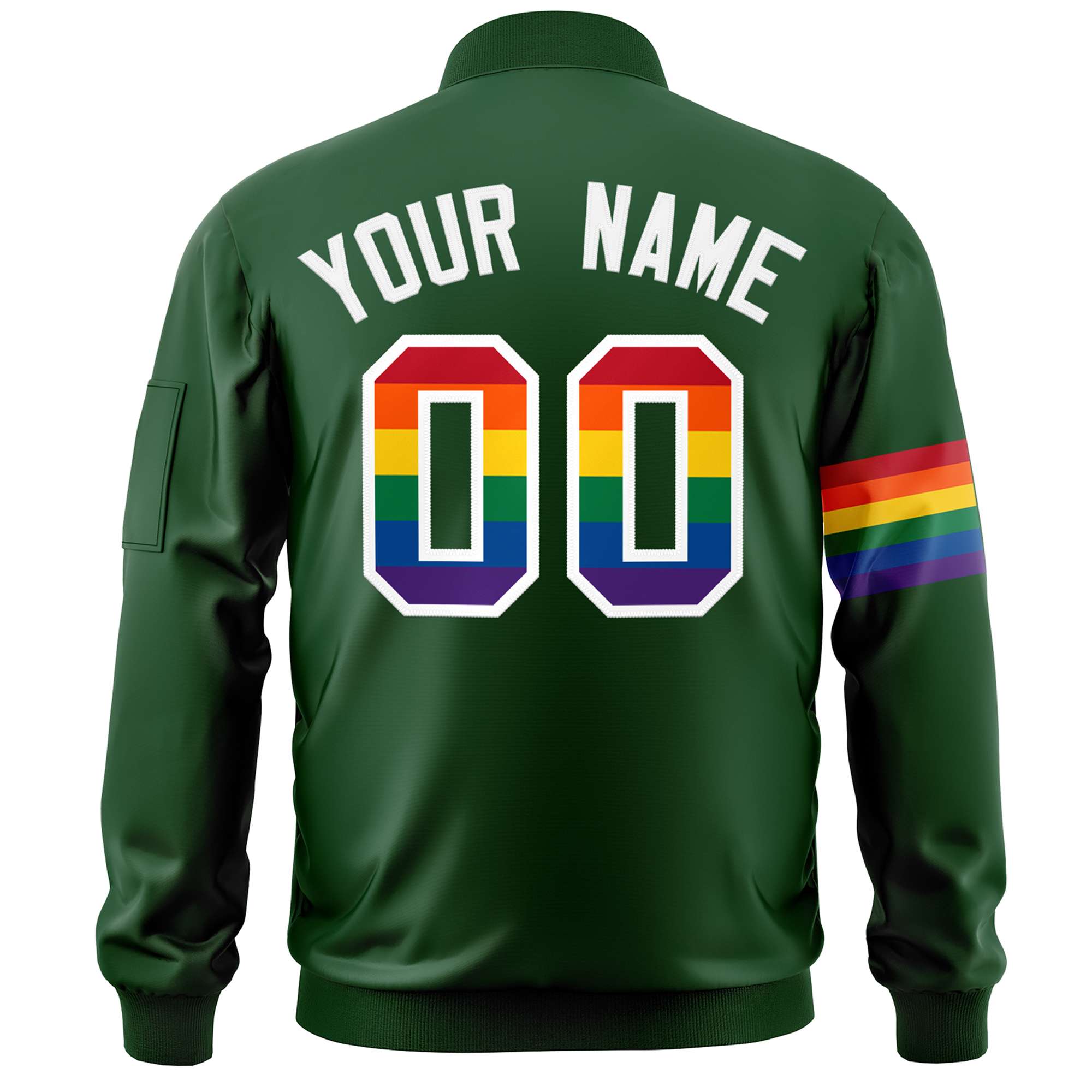 Custom Green LGBT Rainbow For Pride Month Classic Style Letterman Bomber Jacket