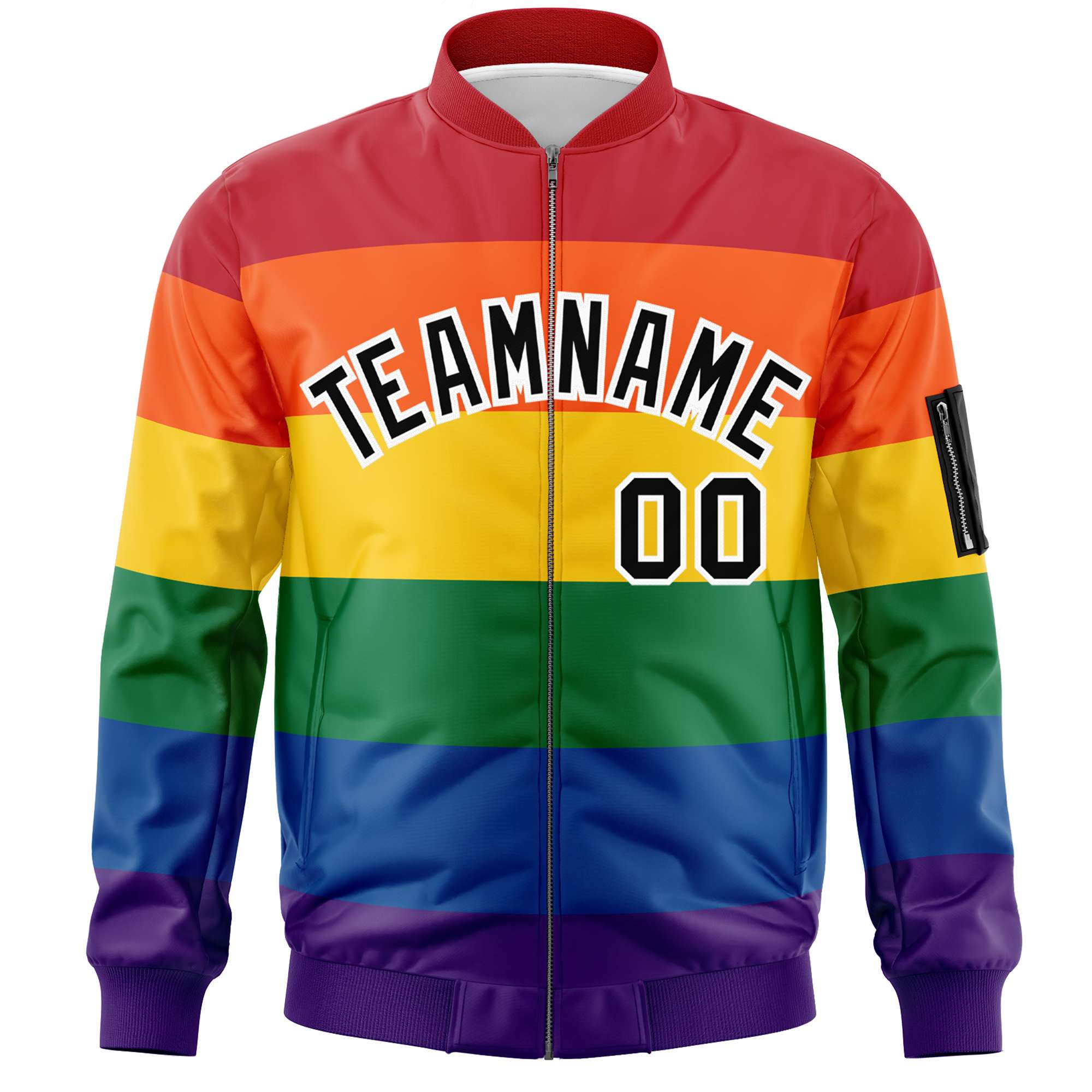 Custom LGBT Rainbow For Pride Month Full-Snap Color Block Letterman Bomber Jacket